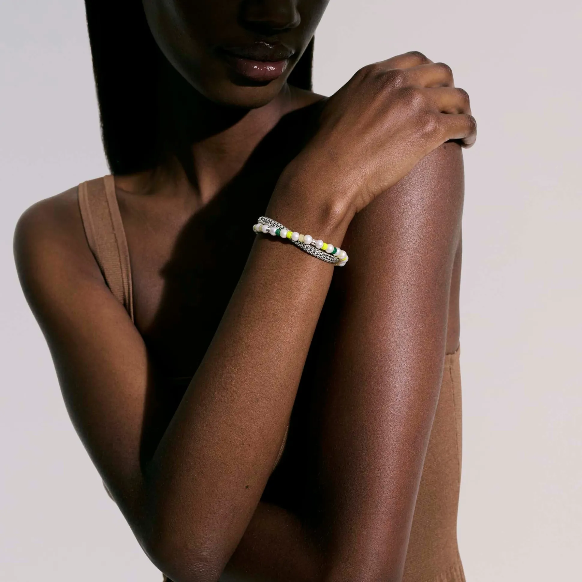 Men John Hardy Beads^Colorblock Wrap, Silver, Gemstones, Pearl