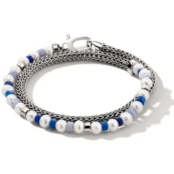 Men John Hardy Beads^Colorblock Wrap, Silver, Gemstones, Pearl