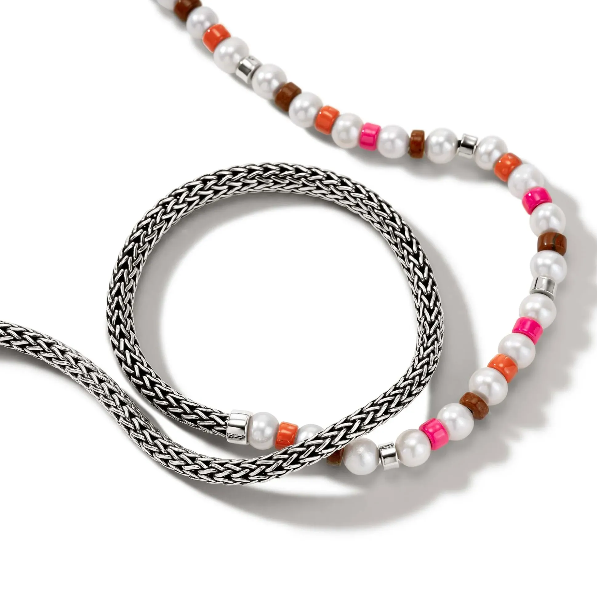 Men John Hardy Beads^Colorblock Wrap, Silver, Gemstones, Pearl