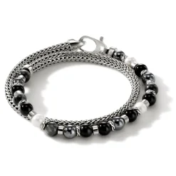 Men John Hardy Beads^Colorblock Wrap, Silver, Gemstones, Pearl