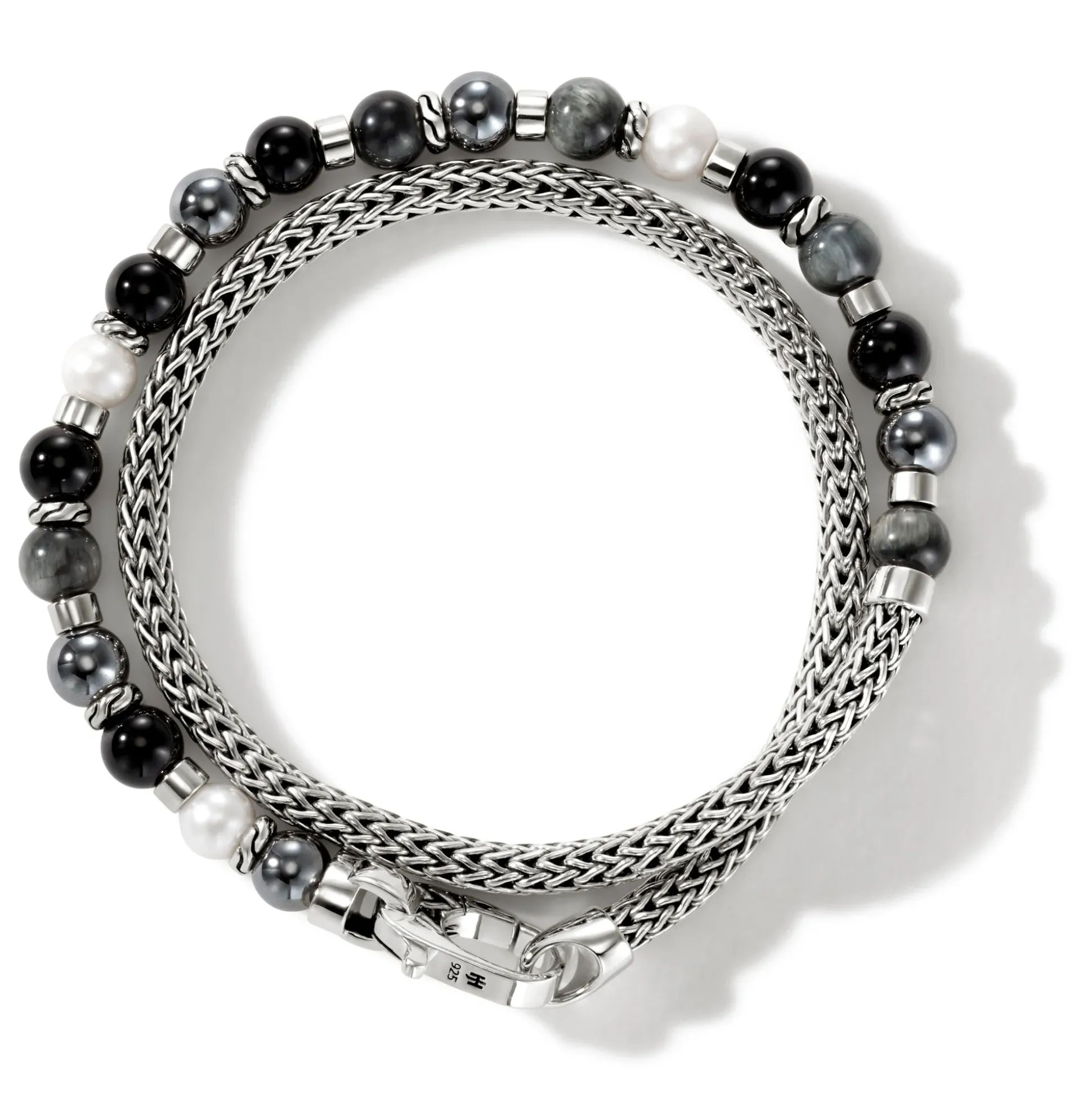 Men John Hardy Beads^Colorblock Wrap, Silver, Gemstones, Pearl