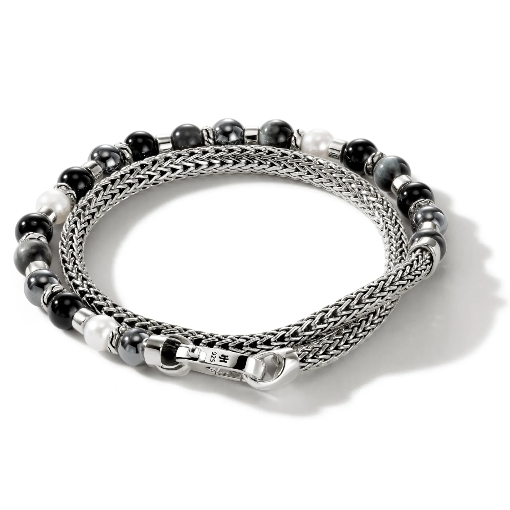 Men John Hardy Beads^Colorblock Wrap, Silver, Gemstones, Pearl