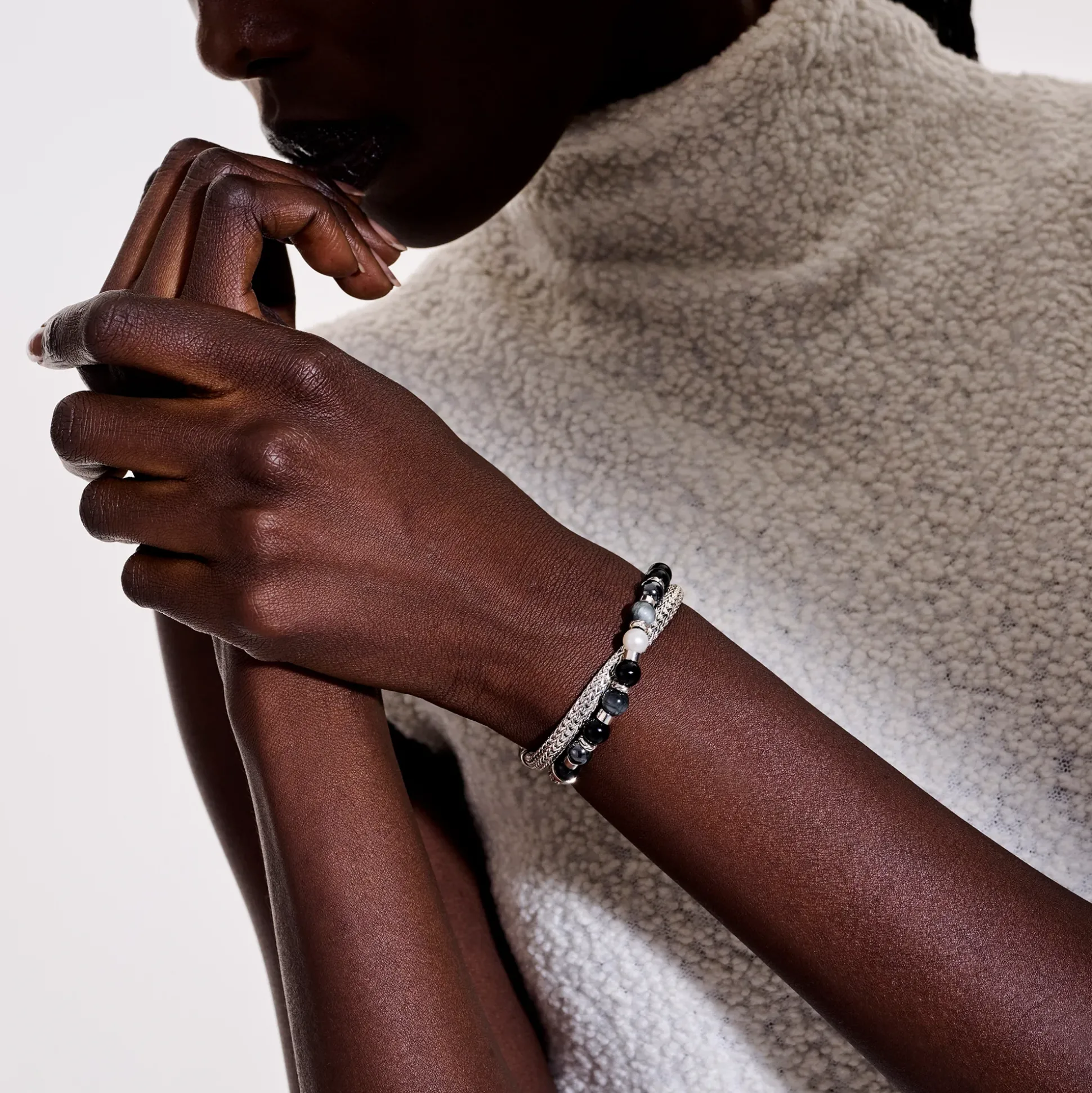 Men John Hardy Beads^Colorblock Wrap, Silver, Gemstones, Pearl