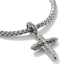Men John Hardy Chains^Cross Charm Bracelet, Sterling Silver