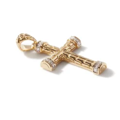Men John Hardy Tags & Pendants^Cross Pendant, Gold, Diamonds