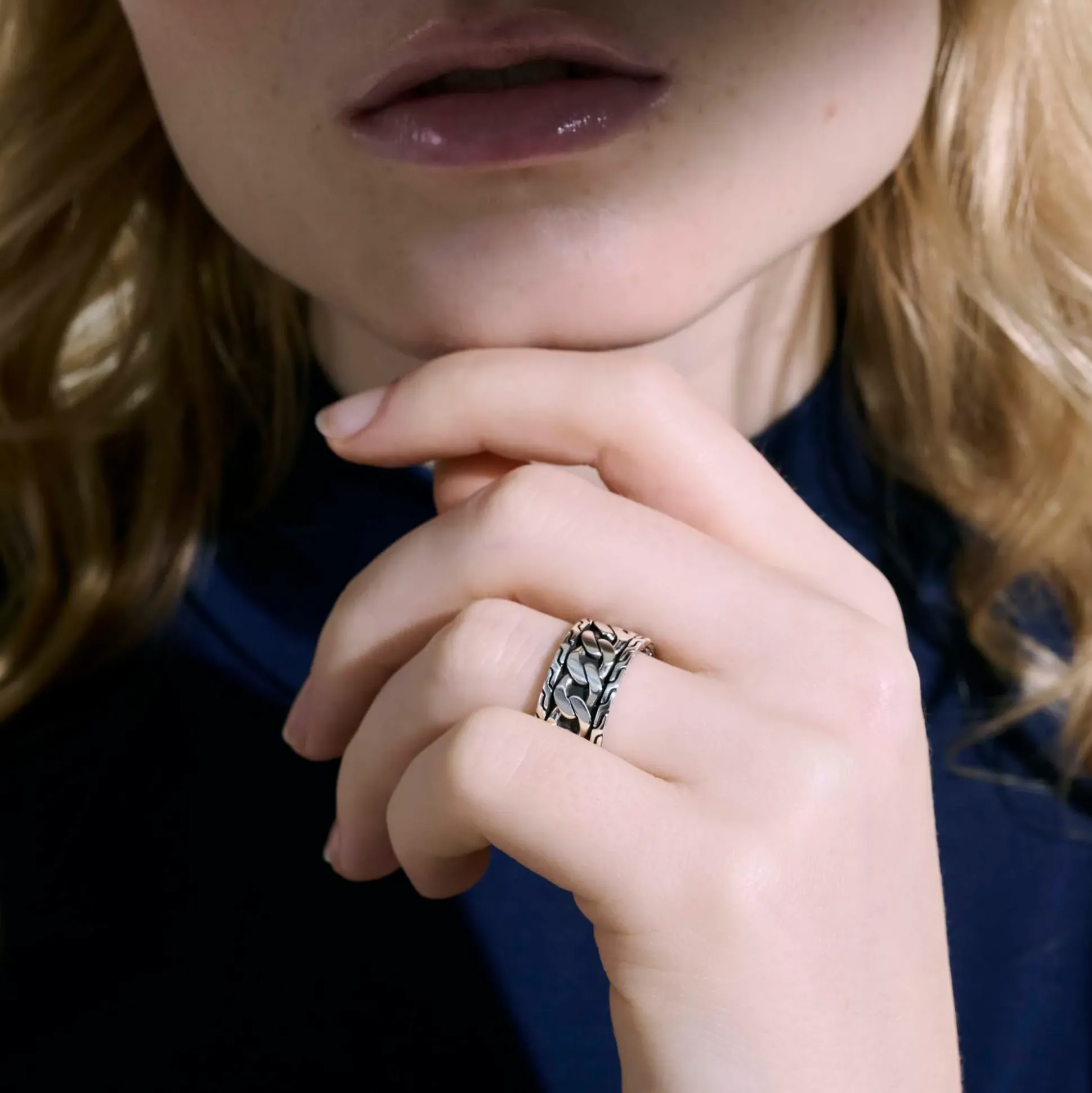 Men John Hardy Bands^Curb Chain Band Ring, Sterling Silver