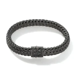 Men John Hardy Chains^Icon Bracelet, Dark Silver, Pave, 11Mm