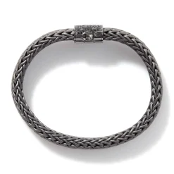 Men John Hardy Chains^Icon Bracelet, Dark Silver, Pave, 11Mm