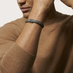 Men John Hardy Chains^Icon Bracelet, Dark Silver, Pave, 11Mm