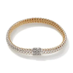 Men John Hardy Chains^Icon Bracelet, Gold, Silver, Diamonds, 6.5Mm