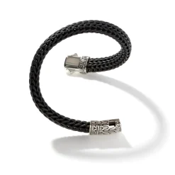 Men John Hardy Leather, Cord & Rubber^Icon Bracelet In Rubber, Silver, 10.5Mm