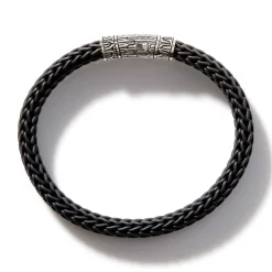 Men John Hardy Leather, Cord & Rubber^Icon Bracelet In Rubber, Silver, 10.5Mm