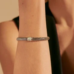 Men John Hardy Chains^Icon Bracelet, Sterling Silver, Pave, 6.5Mm