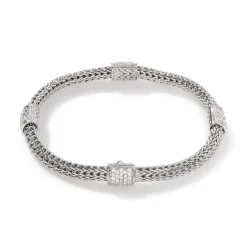 Women John Hardy Chains^Icon Bracelet, Sterling Silver, Diamonds, 5Mm