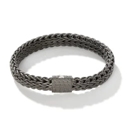 Men John Hardy Chains^Icon Flat Bracelet, Dark Silver, 11Mm