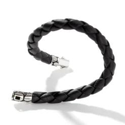 Men John Hardy Leather, Cord & Rubber^Kali Station Bracelet, Silver, Leather