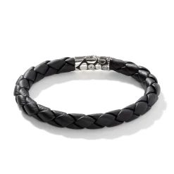 Men John Hardy Leather, Cord & Rubber^Kali Station Bracelet, Silver, Leather