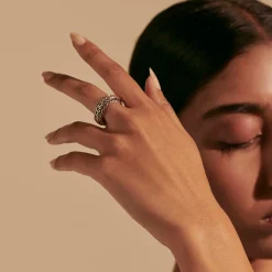 Women John Hardy Soft^Kami Chain Band Ring, Sterling Silver, Wide