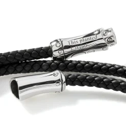 Men John Hardy Leather, Cord & Rubber^Leather Bamboo Triple Wrap, Sterling Silver