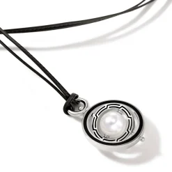 Women John Hardy Pendants^Moon Door Necklace, Silver, Leather, Pearl