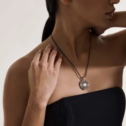Women John Hardy Pendants^Moon Door Necklace, Silver, Leather, Pearl