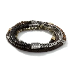 Men John Hardy Beads^Multi Wrap, Gold, Silver, Gemstone, Leather