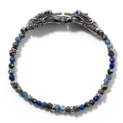 Men John Hardy Beads^Naga Beaded Bracelet, Silver, Gemstones