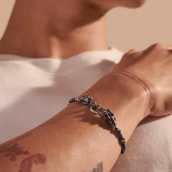 Men John Hardy Beads^Naga Beaded Bracelet, Silver, Gemstones