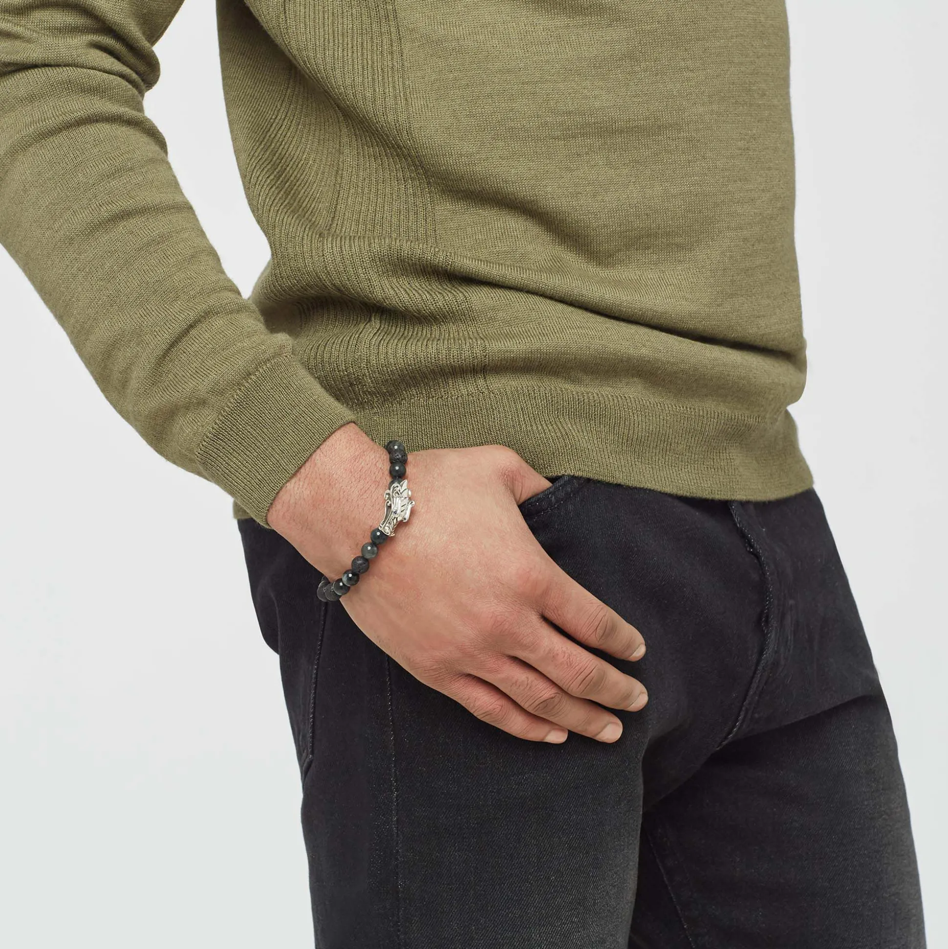 Men John Hardy Beads^Naga Beaded Bracelet, Sterling Silver