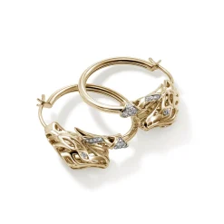 Women John Hardy Hoops^Naga Hoop Earring, Gold, Diamonds