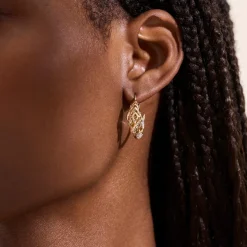 Women John Hardy Hoops^Naga Hoop Earring, Gold, Diamonds