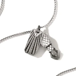 Men John Hardy Tags & Pendants^Naga Necklace, Dark Silver