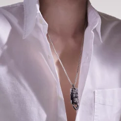 Men John Hardy Tags & Pendants^Naga Necklace, Dark Silver