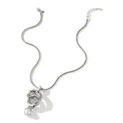 Women John Hardy Pendants^Naga Necklace, Silver, Diamonds, Pearl