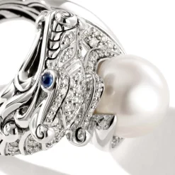 Women John Hardy Statement^Naga Ring, Sterling Silver, Diamonds, Pearl
