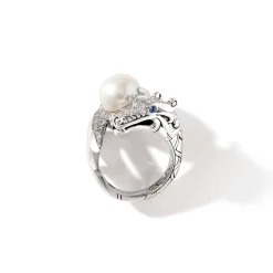 Women John Hardy Statement^Naga Ring, Sterling Silver, Diamonds, Pearl