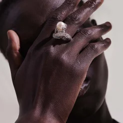 Women John Hardy Statement^Naga Ring, Sterling Silver, Diamonds, Pearl