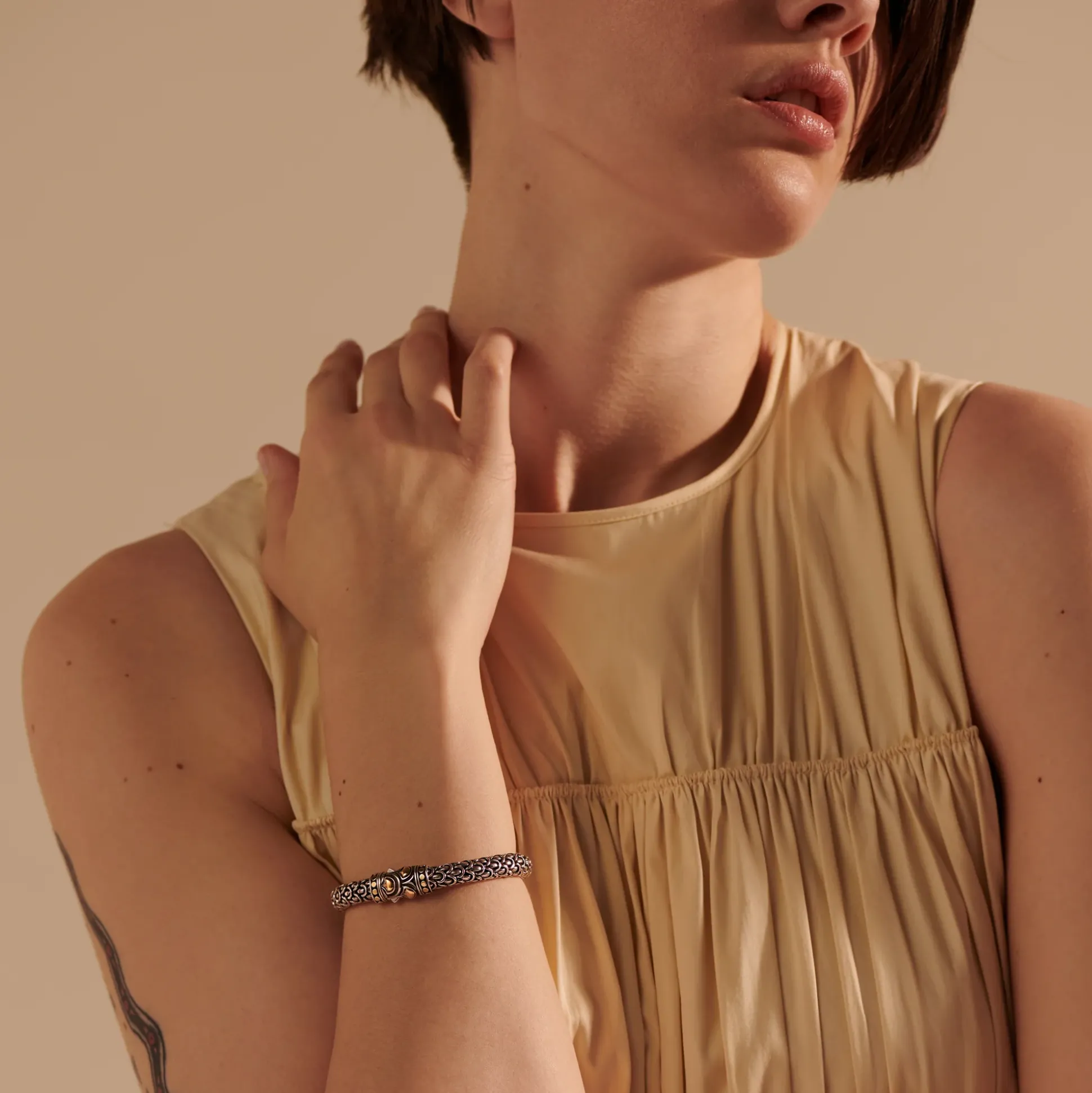 Women John Hardy Chains^Naga Scale Bracelet, Gold, Sterling Silver