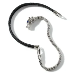 Men John Hardy Leather, Cord & Rubber^Naga Wrap , Sterling Silver, Leather, 6.5Mm