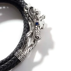 Men John Hardy Leather, Cord & Rubber^Naga Wrap, Leather, Silver, 8Mm