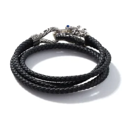 Men John Hardy Leather, Cord & Rubber^Naga Wrap, Leather, Silver, 8Mm