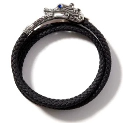 Men John Hardy Leather, Cord & Rubber^Naga Wrap, Leather, Silver, 8Mm