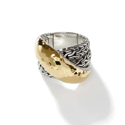 Women John Hardy Statement^Palu Crossover Ring, Gold, Sterling Silver