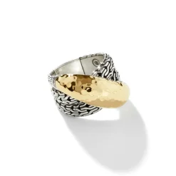 Women John Hardy Statement^Palu Crossover Ring, Gold, Sterling Silver