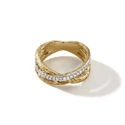 Women John Hardy Bands^Palu Crossover Ring, Gold, Diamonds