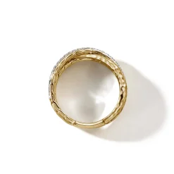 Women John Hardy Bands^Palu Crossover Ring, Gold, Diamonds