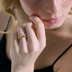 Women John Hardy Bands^Palu Crossover Ring, Gold, Diamonds