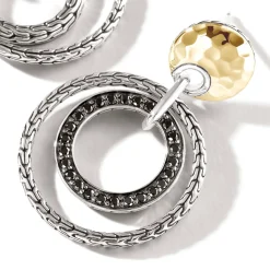 Women John Hardy Statement^Palu Drop Earring, Silver, Gold, Pave