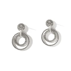 Women John Hardy Statement^Palu Drop Earring, Silver, Gold, Pave