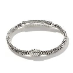 Women John Hardy Chains^Palu Id Bracelet, Silver, Gold, Pave, 5Mm